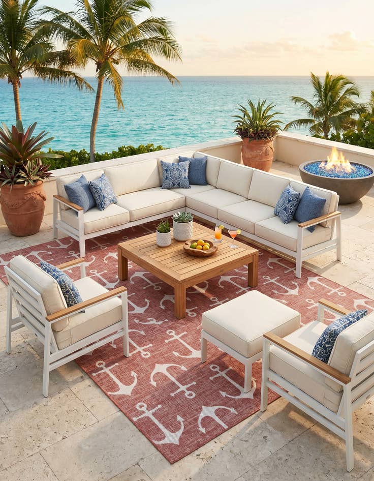 Detail image of 10' x 13' Easy-Clean Coastal Indoor / Outdoor Rug