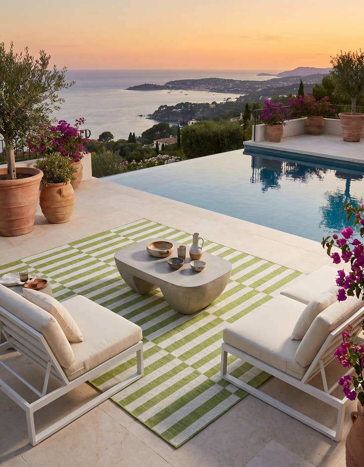 Detail image of 7' x 10' Easy-Clean Striped Indoor / Outdoor Rug