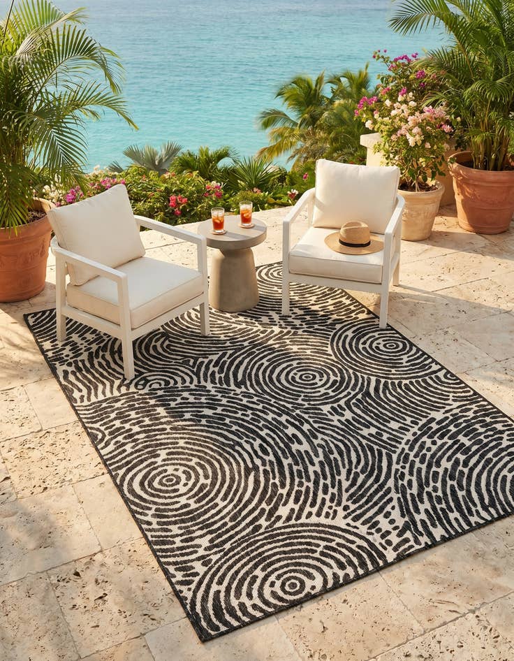 Detail image of 4' x 6' Easy-Clean Modern Indoor / Outdoor Rug