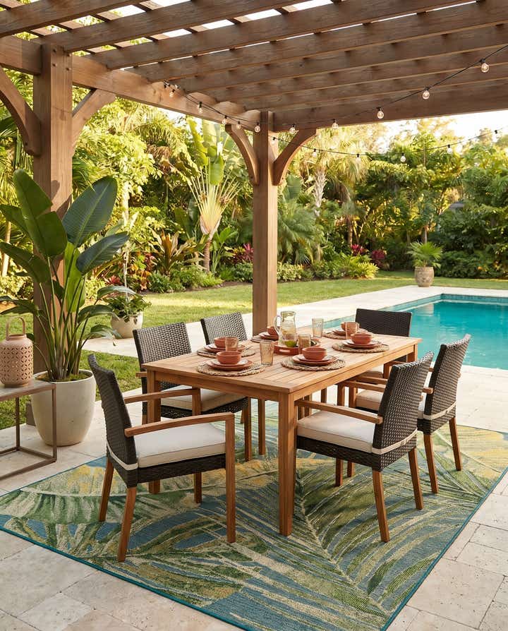 7' 10 x 10' Easy-Clean Botanical Indoor / Outdoor Rug