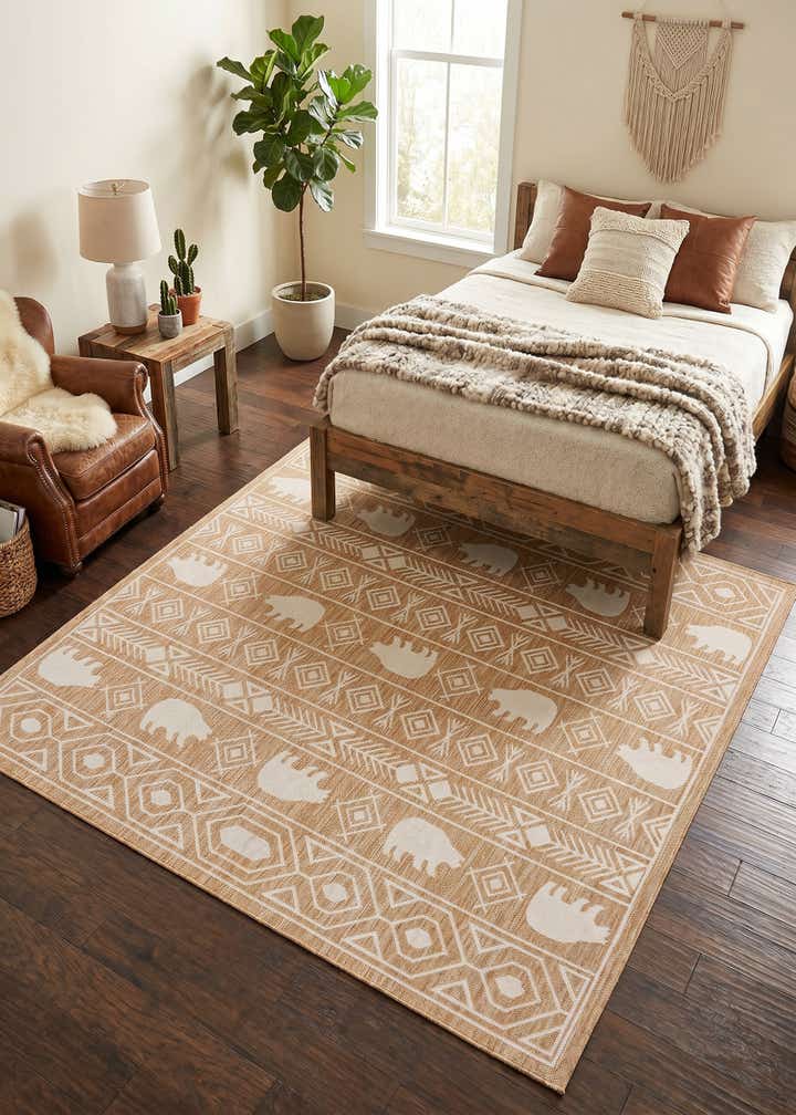 7' 10 x 7' 10 Easy-Clean Southwestern Indoor / Outdoor Square Rug