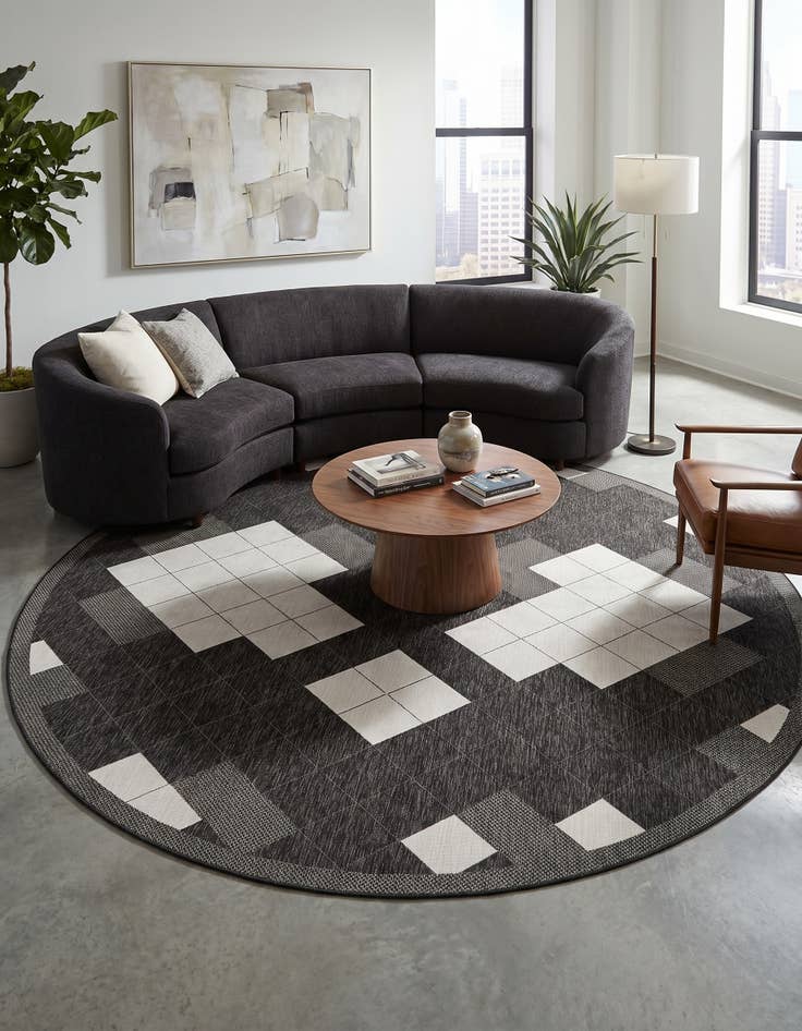 Detail image of 13' x 13' Easy-Clean Modern Indoor / Outdoor Round Rug