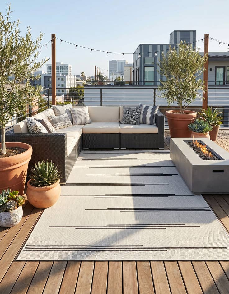 Detail image of 5' 3 x 8' Easy-Clean Modern Indoor / Outdoor Rug