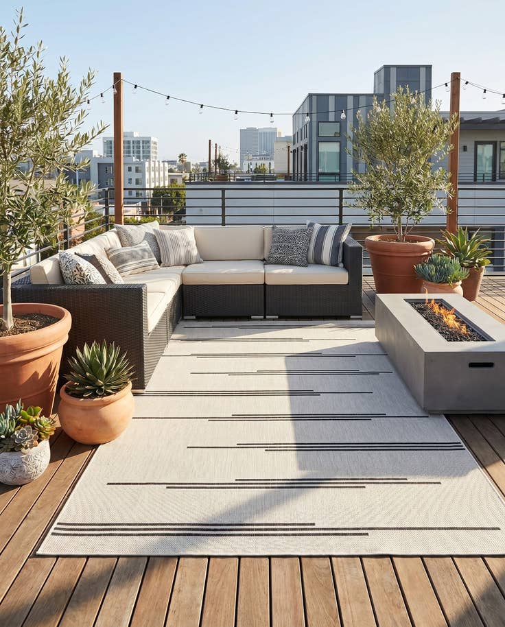 Detail image of 5' 3 x 8' Easy-Clean Modern Indoor / Outdoor Rug