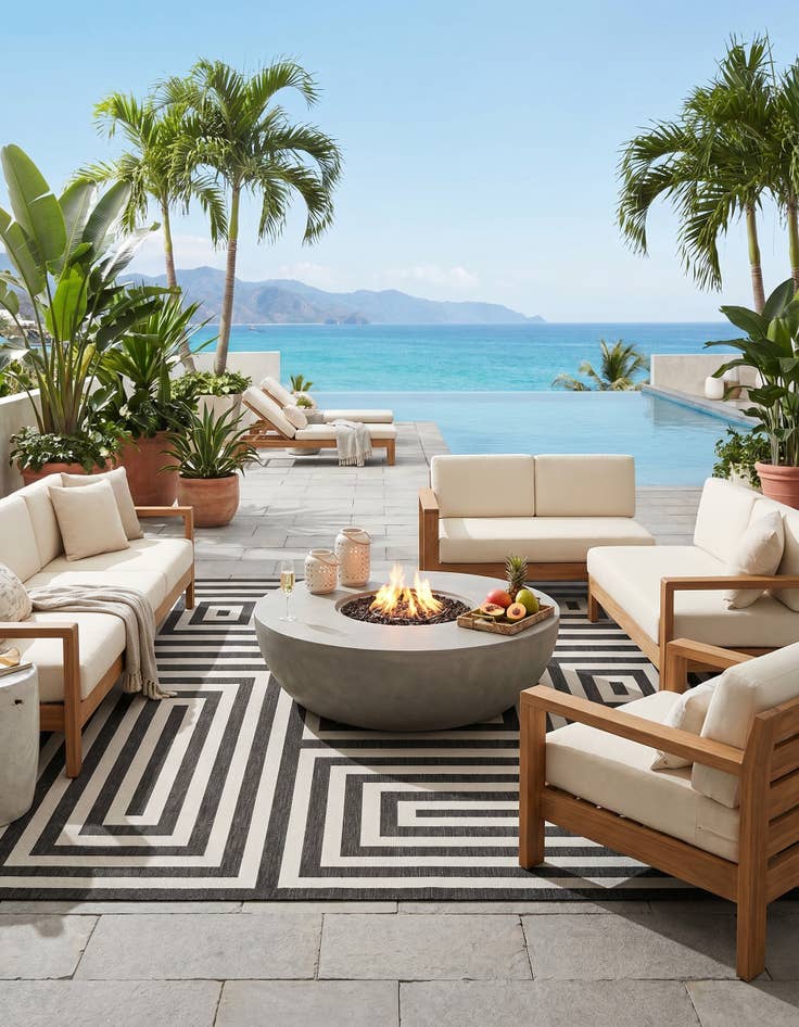 Detail image of 13' x 13' Easy-Clean Modern Indoor / Outdoor Square Rug