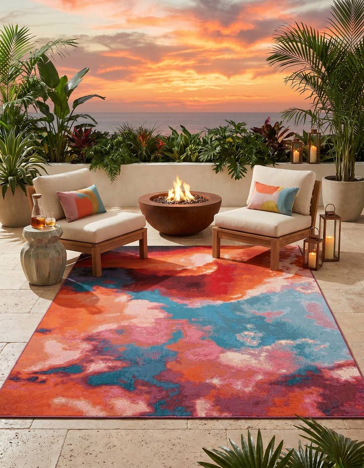 Detail image of 5' 3 x 8' Easy-Clean Modern Indoor / Outdoor Rug