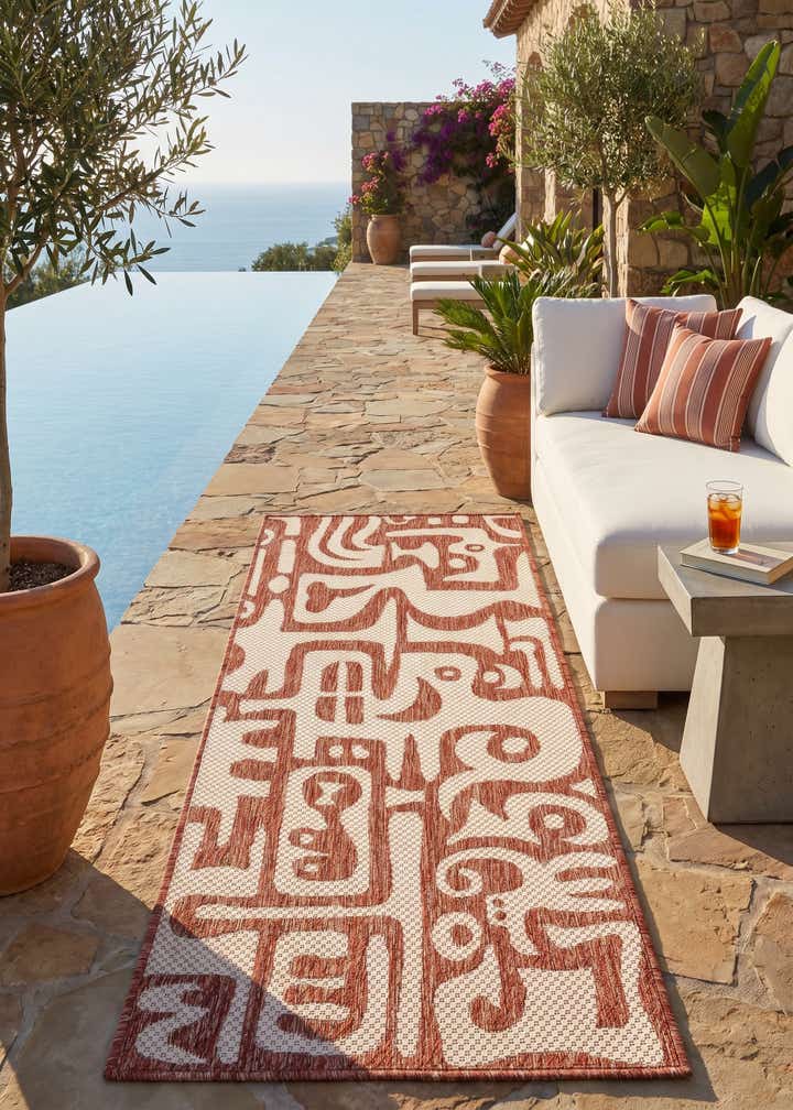 2' x 5' 3 Easy-Clean Modern Indoor / Outdoor Runner Rug