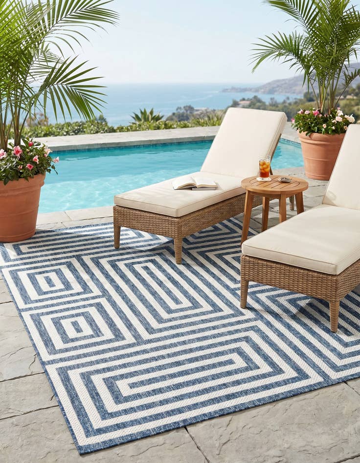 Detail image of 5' 3 x 7' Easy-Clean Modern Indoor / Outdoor Rug