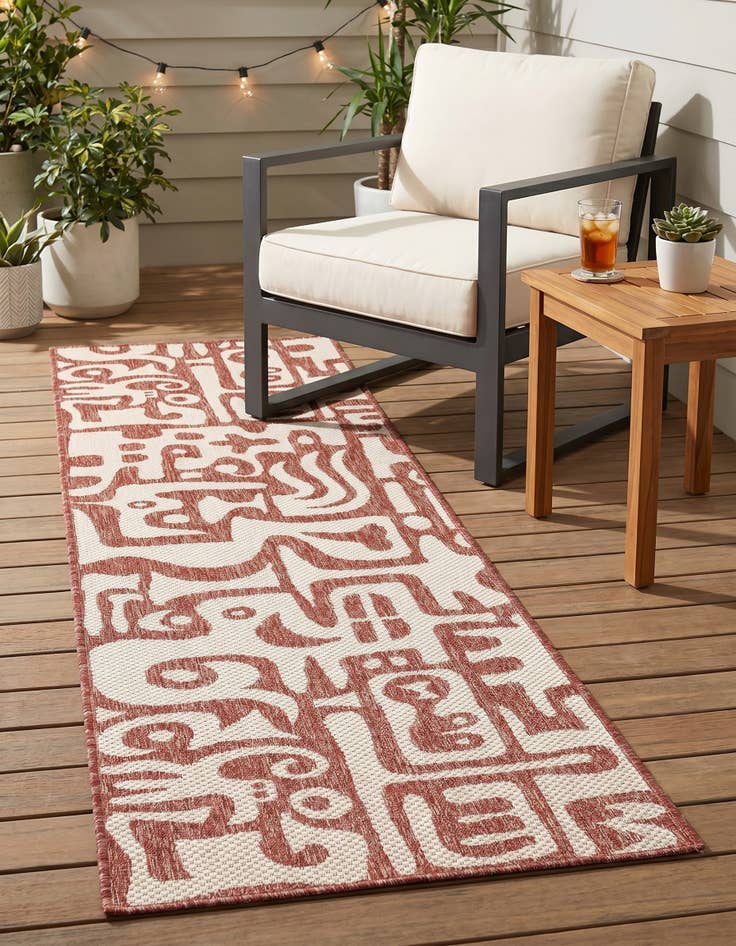 Detail image of 2' x 4' Easy-Clean Modern Indoor / Outdoor Runner Rug