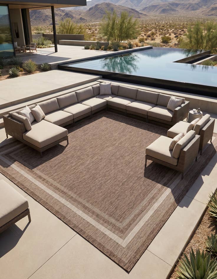 Detail image of 13' x 13' Easy-Clean Border Indoor / Outdoor Square Rug