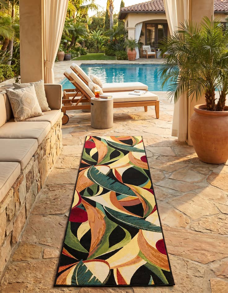 Detail image of 2' 7 x 10' Easy-Clean Botanical Indoor / Outdoor Runner Rug