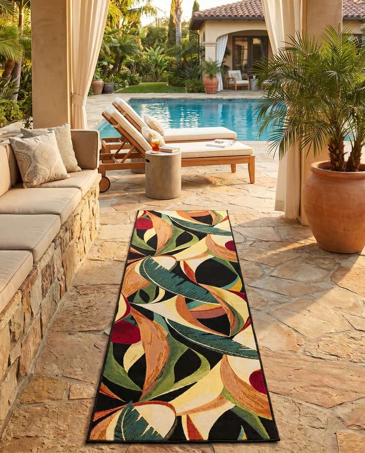 2' 7 x 10' Easy-Clean Botanical Indoor / Outdoor Runner Rug