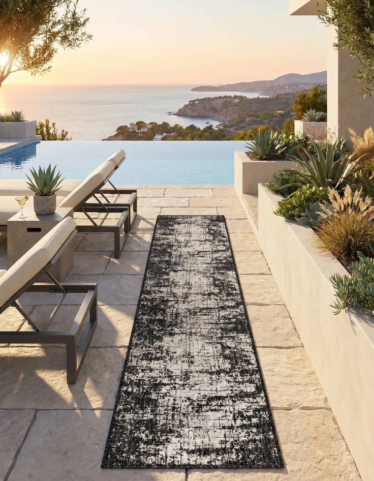 Detail image of 2' x 8' Easy-Clean Modern Indoor / Outdoor Runner Rug