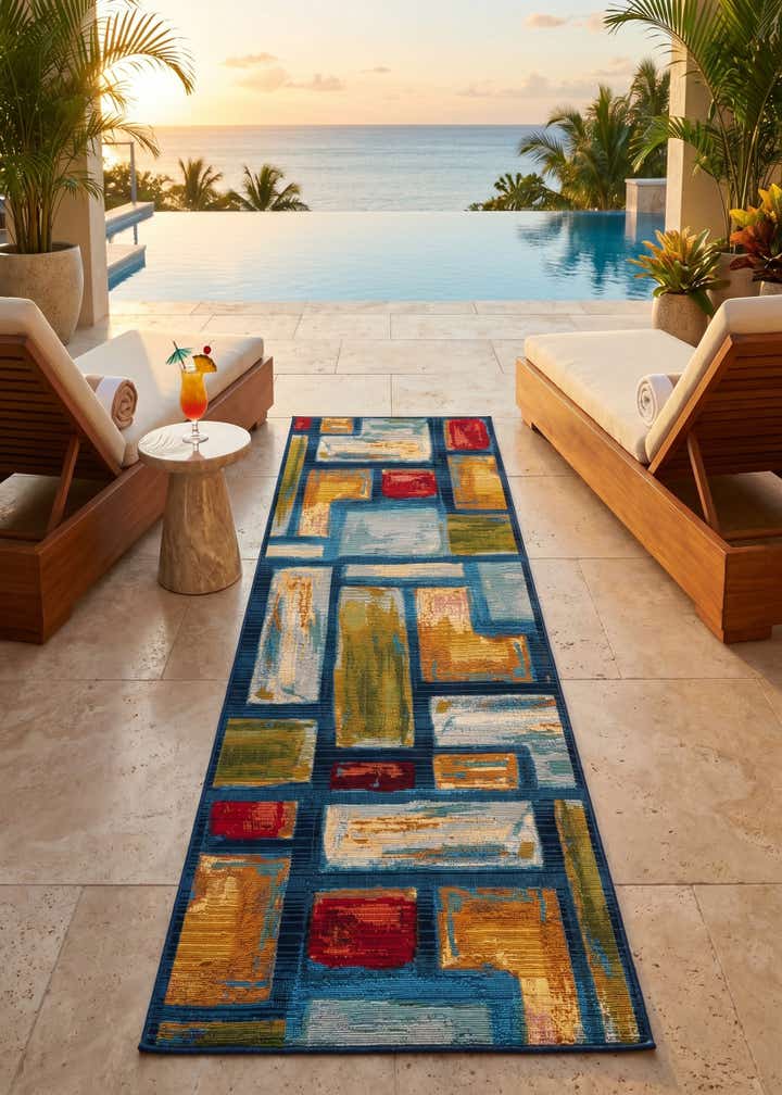 2' x 6' Easy-Clean Modern Indoor / Outdoor Runner Rug