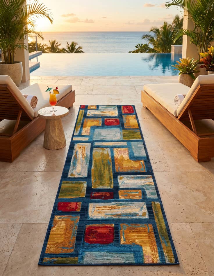 Detail image of 2' x 6' Easy-Clean Modern Indoor / Outdoor Runner Rug