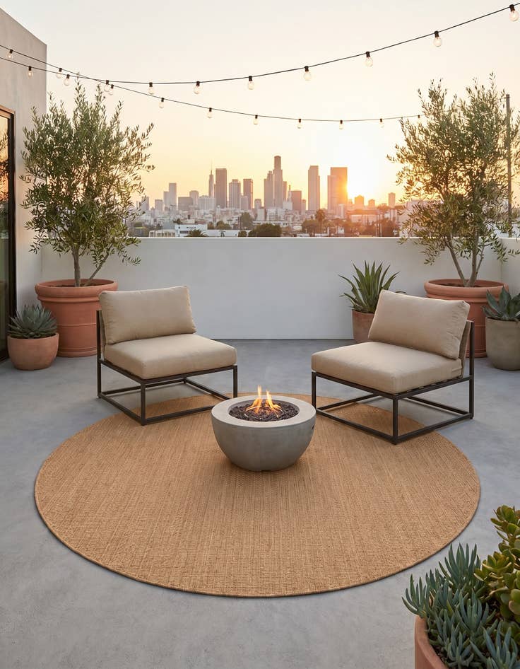 Detail image of 6' x 6' Easy-Clean Modern Indoor / Outdoor Round Rug