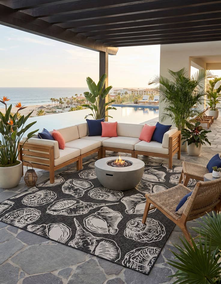 Detail image of 9' x 12' Easy-Clean Coastal Indoor / Outdoor Rug