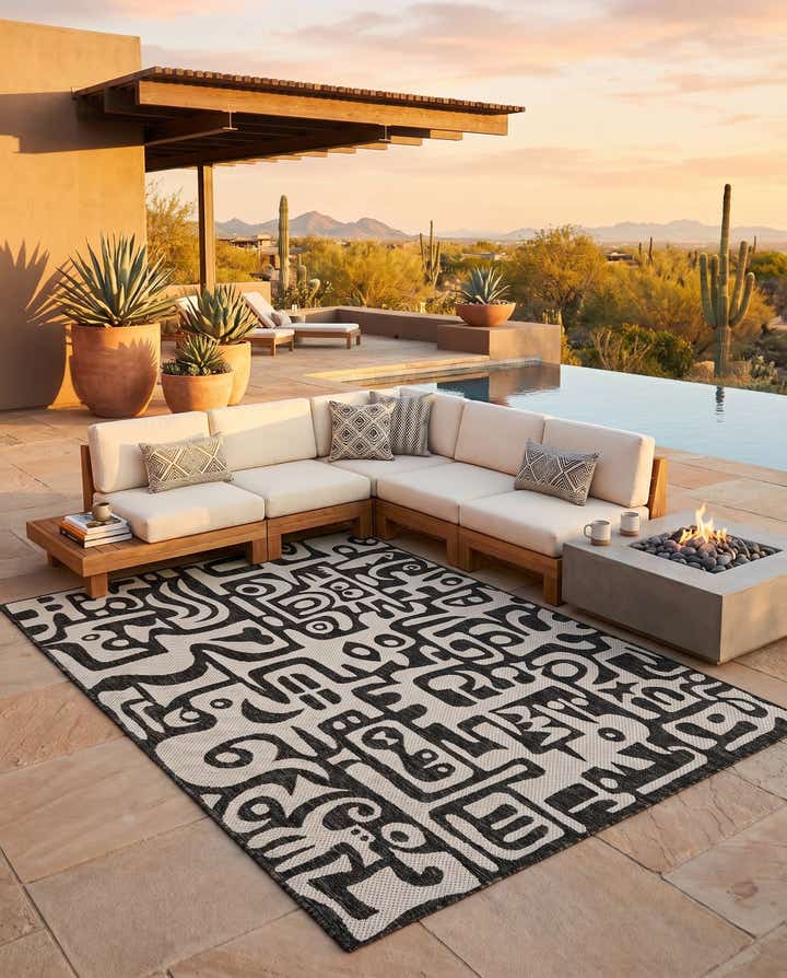 5' 3 x 7' Easy-Clean Modern Indoor / Outdoor Rug