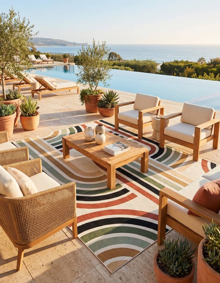 Detail image of 7' 10 x 10' Easy-Clean Modern Indoor / Outdoor Rug