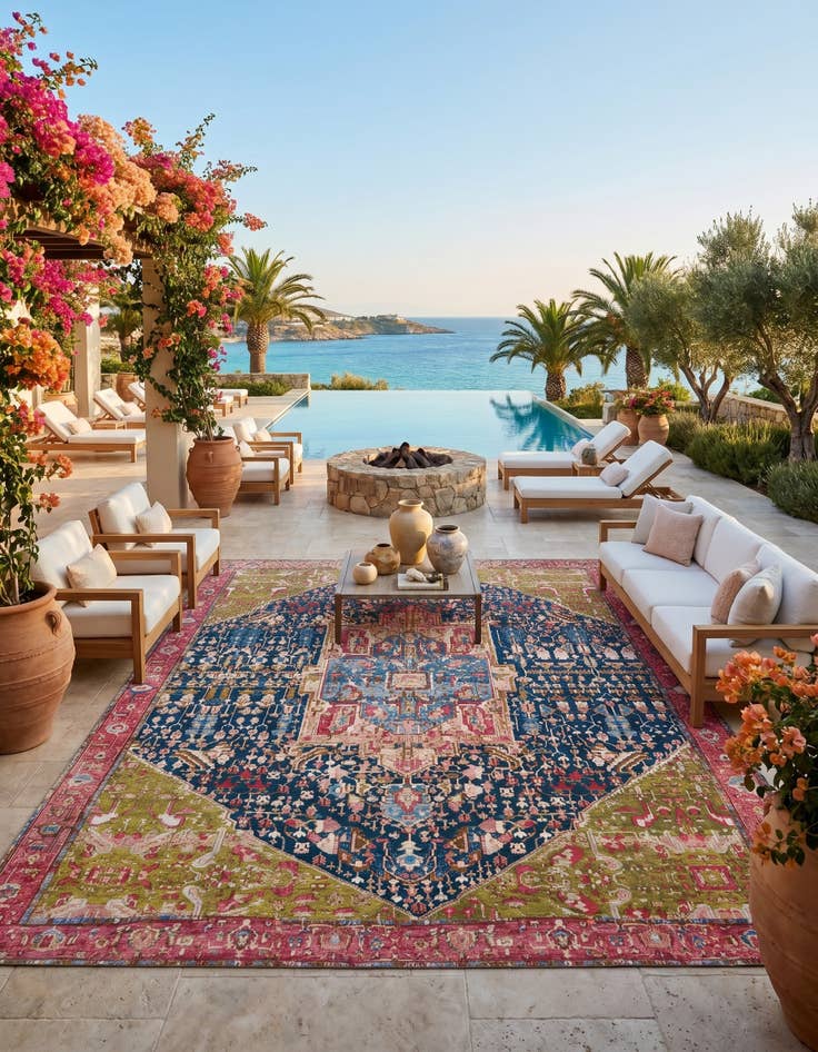 Detail image of 12' x 16' Easy-Clean Traditional Indoor / Outdoor Rug