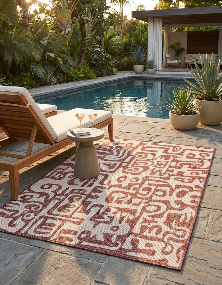 Detail image of 4' x 6' Easy-Clean Modern Indoor / Outdoor Rug