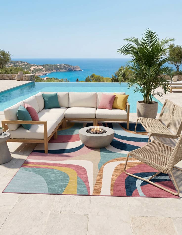 Detail image of 6' x 9' Easy-Clean Modern Indoor / Outdoor Rug