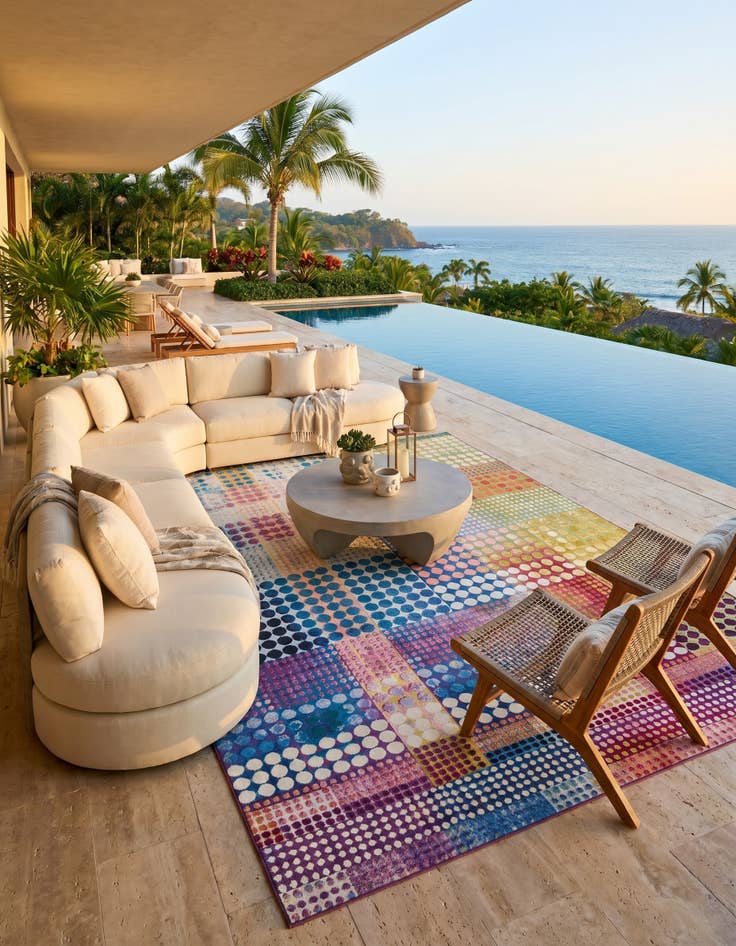 Detail image of 9' x 12' Easy-Clean Modern Indoor / Outdoor Rug