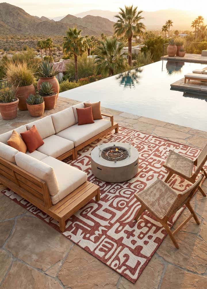 10' x 10' Easy-Clean Modern Indoor / Outdoor Square Rug