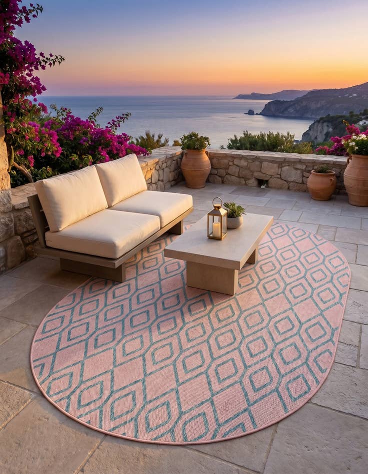 Detail image of 5' 3 x 8' Easy-Clean Jill Zarin Turks and Caicos Indoor / Outdoor Oval Rug