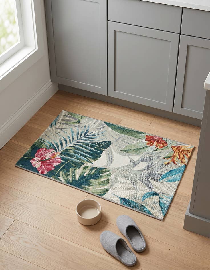 Detail image of 2' x 3' Easy-Clean Botanical Indoor / Outdoor Rug