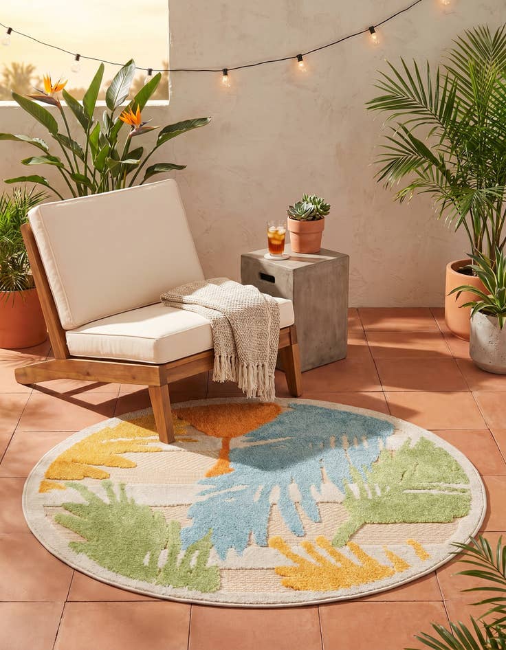 Detail image of 3' 3 x 3' 3 Easy-Clean Aruba Indoor / Outdoor Round Rug