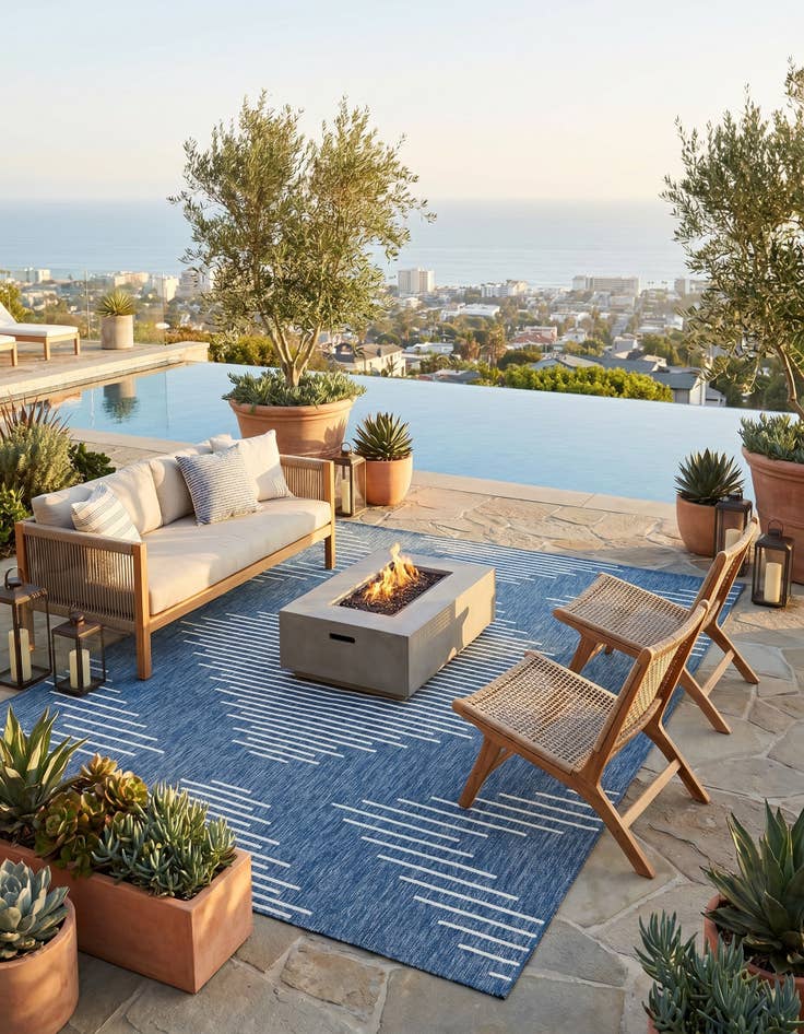 Detail image of 9' x 12' Easy-Clean Modern Indoor / Outdoor Rug