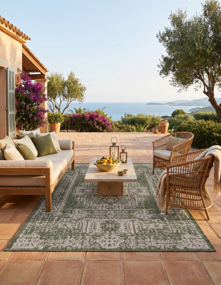 Detail image of 7' x 10' Easy-Clean Traditional Indoor / Outdoor Rug