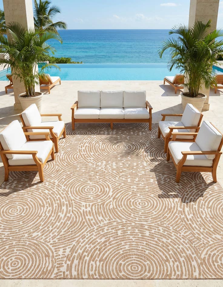 Detail image of 13' x 13' Easy-Clean Modern Indoor / Outdoor Square Rug
