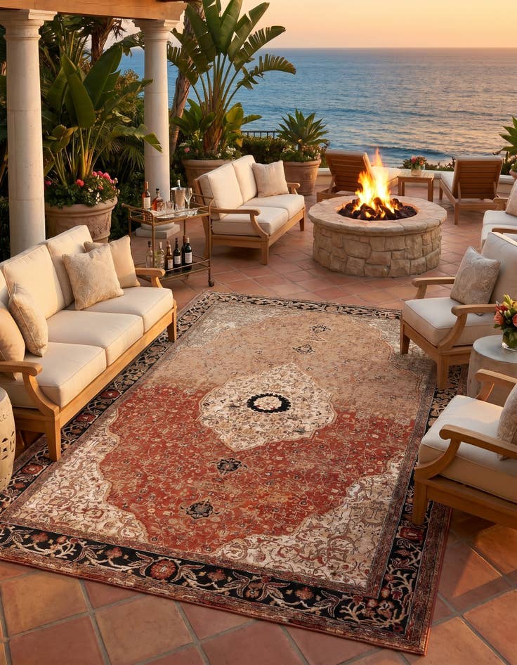 Detail image of 10' x 14' Easy-Clean Traditional Indoor / Outdoor Rug
