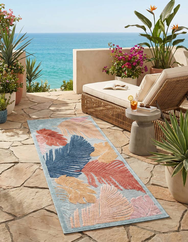 Detail image of 2' 2 x 5' 3 Easy-Clean Botanical Indoor / Outdoor Runner Rug
