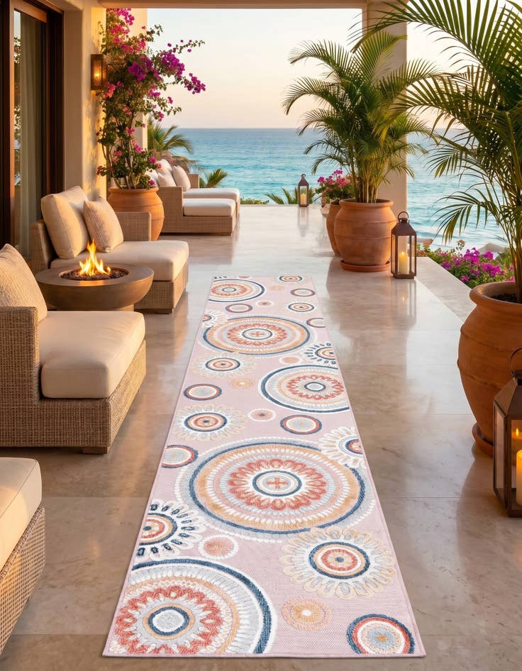 Detail image of 2' 7 x 12' Easy-Clean Botanical Indoor / Outdoor Runner Rug