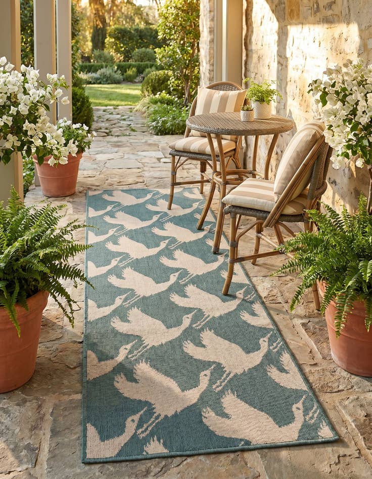 Detail image of 2' x 6' Easy-Clean Coastal Indoor / Outdoor Runner Rug
