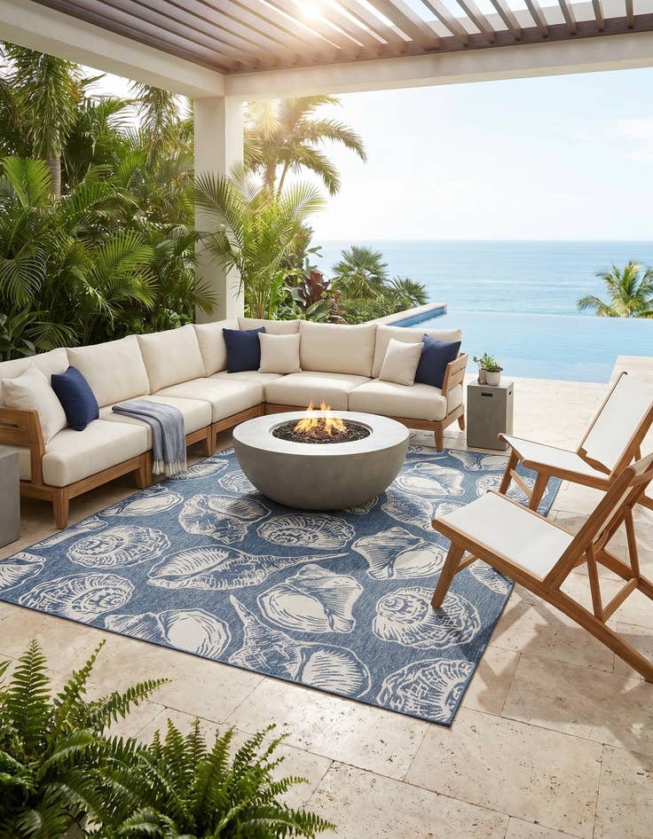 Detail image of 9' x 12' Easy-Clean Coastal Indoor / Outdoor Rug