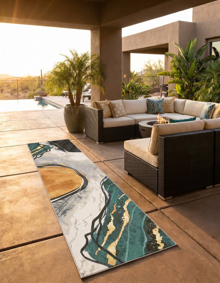 Detail image of 2' 7 x 12' Easy-Clean Modern Indoor / Outdoor Runner Rug