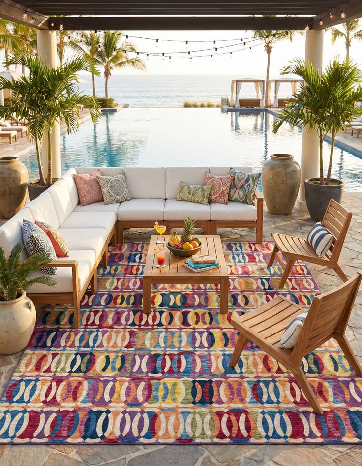 Detail image of 9' x 12' Easy-Clean Modern Indoor / Outdoor Rug