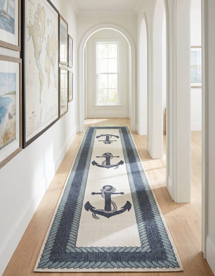 Detail image of 2' 7 x 12' Easy-Clean Coastal Indoor / Outdoor Runner Rug