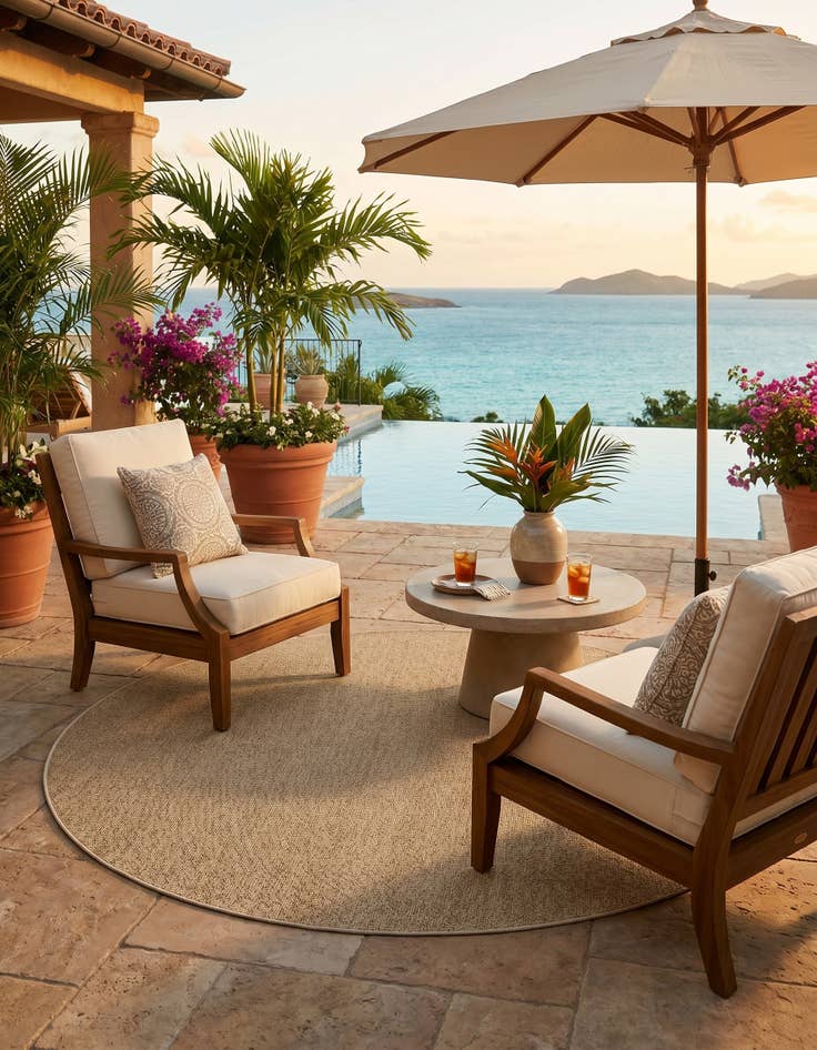 Detail image of 7' 10 x 7' 10 Easy-Clean Solid Indoor / Outdoor Round Rug