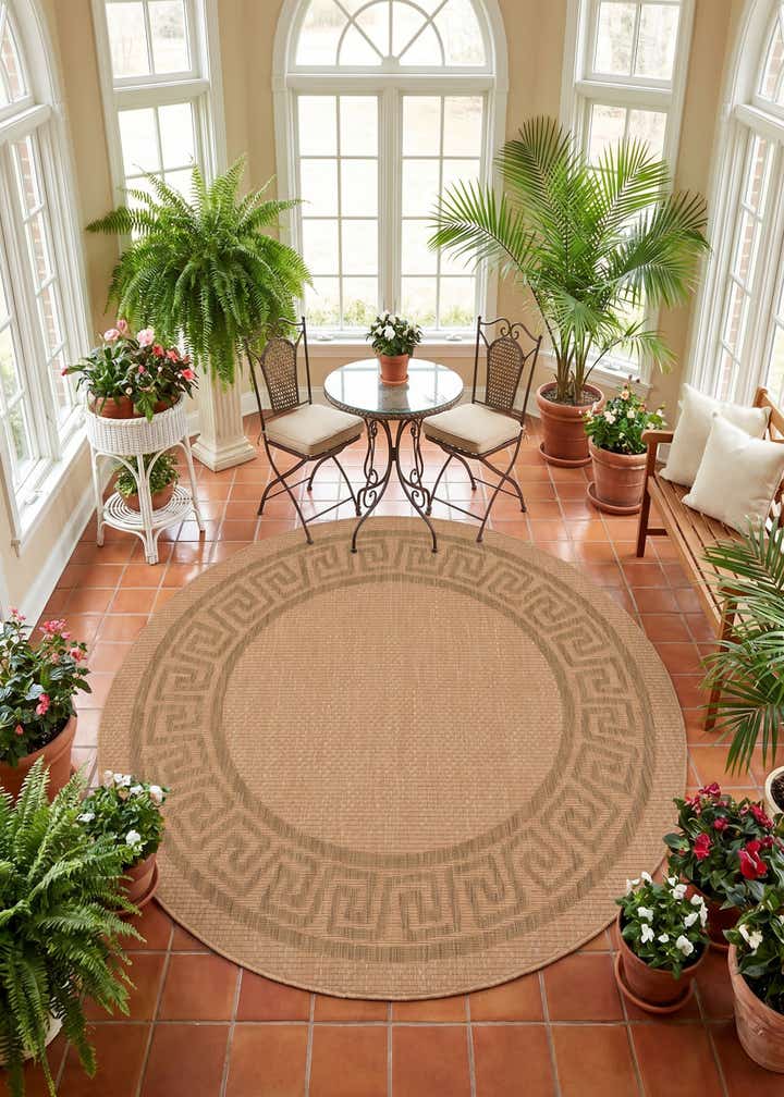 6' x 6' Easy-Clean Border Indoor / Outdoor Round Rug