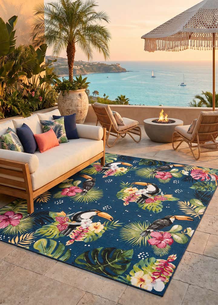 10' x 12' Easy-Clean Botanical Indoor / Outdoor Rug