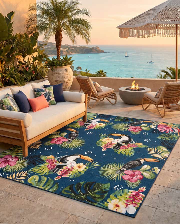 10' x 12' Easy-Clean Botanical Indoor / Outdoor Rug