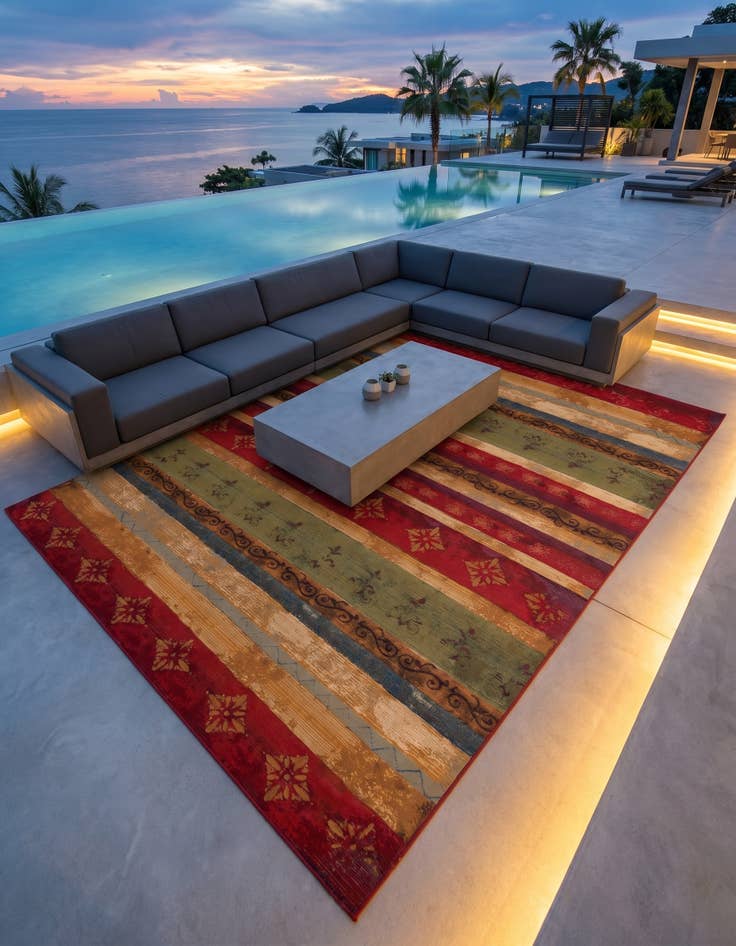 Detail image of 10' x 13' Easy-Clean Modern Indoor / Outdoor Rug