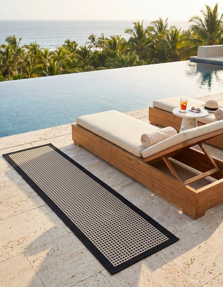 Detail image of 2' x 8' Easy-Clean Border Indoor / Outdoor Runner Rug