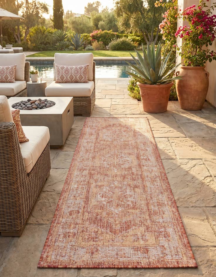 Detail image of 2' x 8' Easy-Clean Traditional Indoor / Outdoor Runner Rug