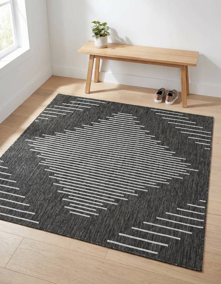 Detail image of 5' 3 x 5' 3 Easy-Clean Modern Indoor / Outdoor Square Rug